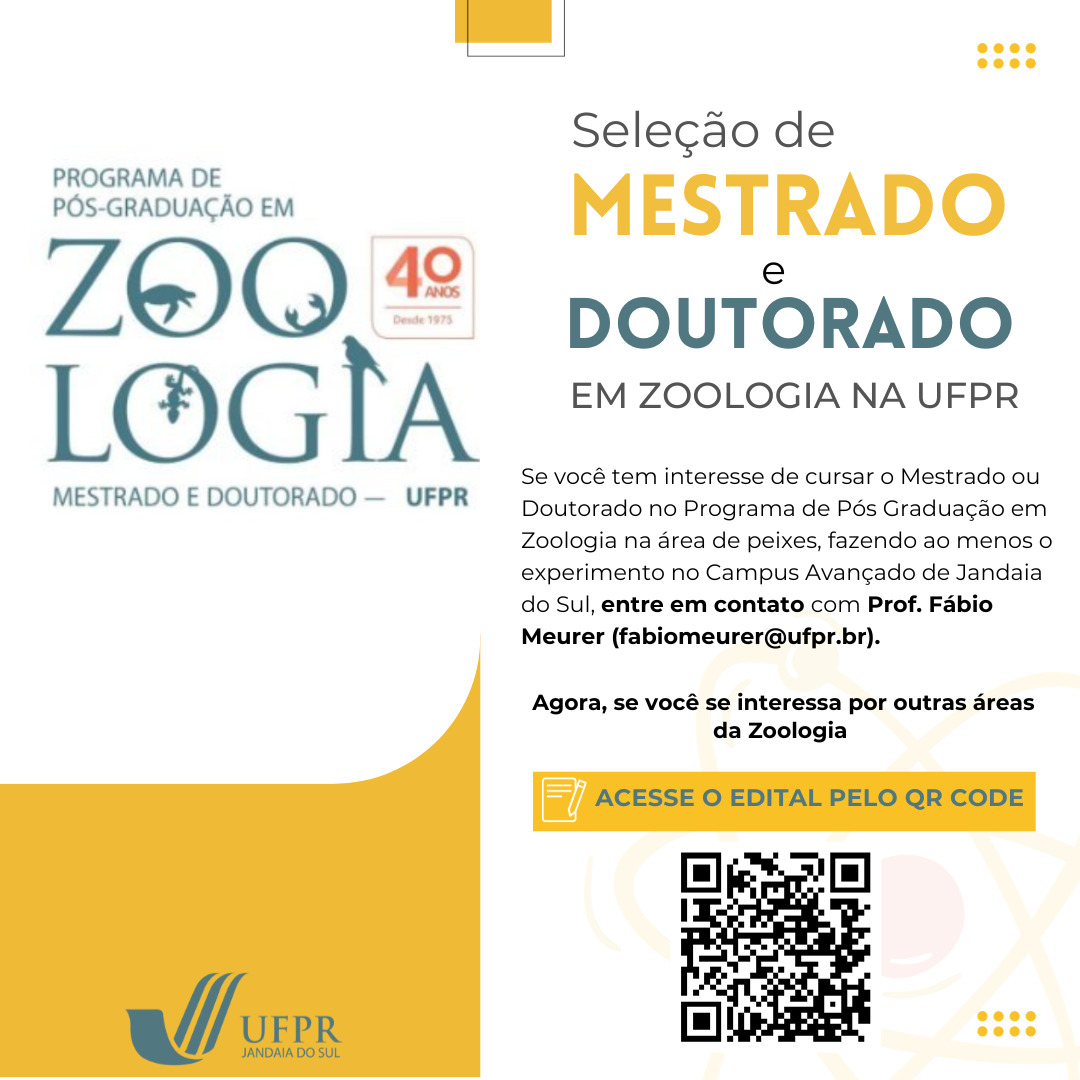 SELEÇÃO DE MESTRADO E DOUTORADO EM ZOOLOGIA NA UFPR